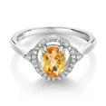 thumbnail image 2 of Gem Stone King 1.06 Ct Oval Checkerboard Yellow Citrine 925 Sterling Silver Ring (Size 8), 2 of 4