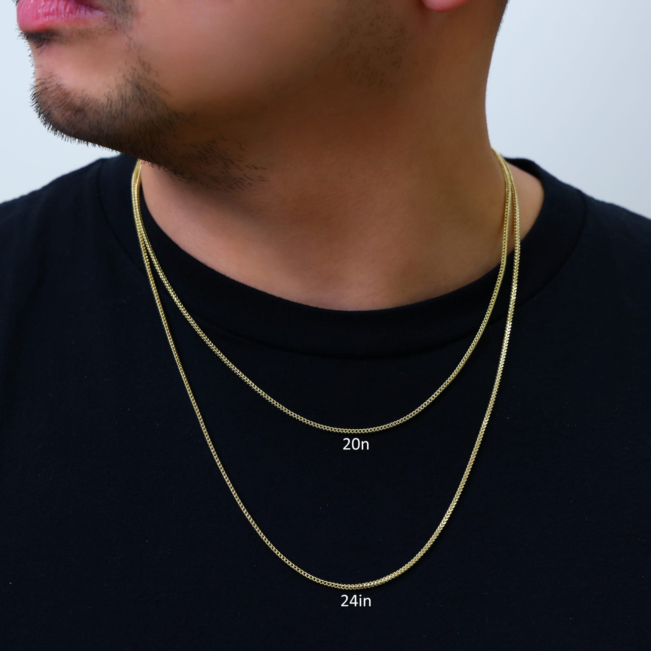 Nuragold 10k Real Yellow Gold Franco Square 2mm Box Chain Wheat Chain Necklace (16"-30") Italian Jewelry for Men & Women