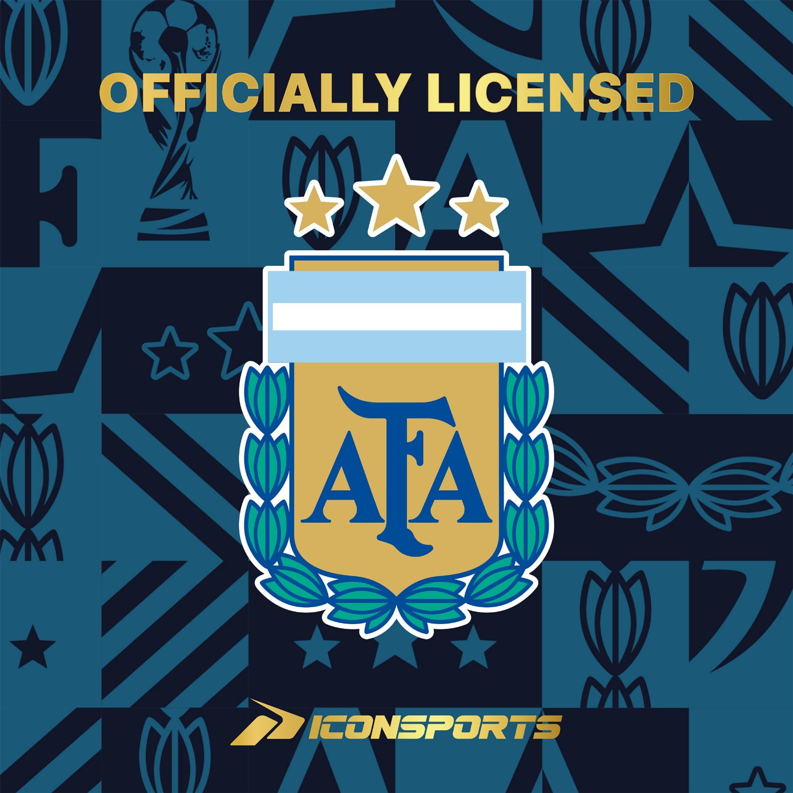 Icon Sports Official Licensed Argentina National Football Team AFA Soccer Ball Size 5 - Light Blue Prism Player 10