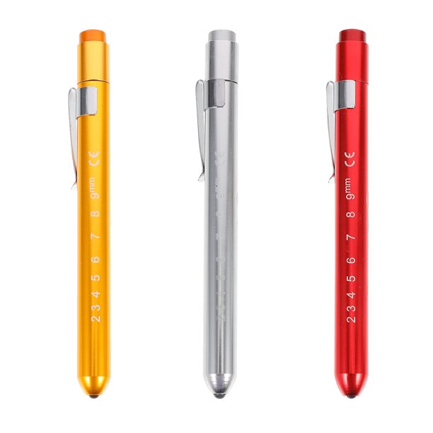 3 piezas reutilizables LED Penlight con cálida luz blanca / Pupil Gauge (Color aleatorio)