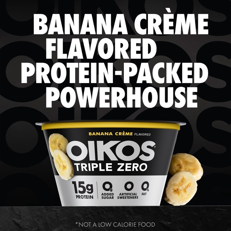 Oikos Triple Zero Banana Creme Greek Yogurt, 15g Protein, 4ct, 5.3