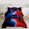 thumbnail image 2 of Castle Fairy Teens Adults Blue Red Boys Game Gamepads Bedding Comforter Set 2pcs,Kids Game Controller Video Game Twin Comforter Sets Microfiber,Abstract Gradient Lightning Breathable Bedding Set, 2 of 8
