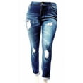 thumbnail image 4 of Jack David Women's Plus Size Ripped Destroy Blue Denim Roll up Distressed Jeans Pants, 4 of 5