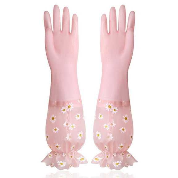 HengDidi Elegant Long Rubber Dishwashing Gloves for Household Kitchen Cleaning Hand Protection with Comfort Grip Stylish Design Reusable for Laundry