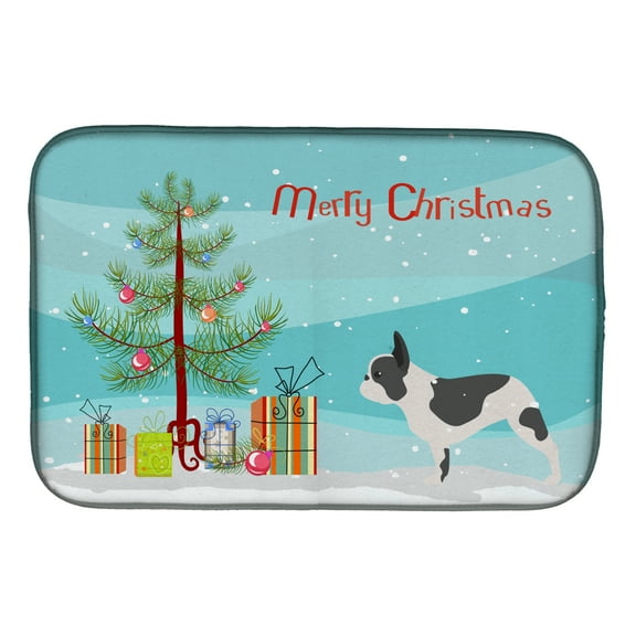 French Bulldog Merry Christmas Tree Dish Drying Mat