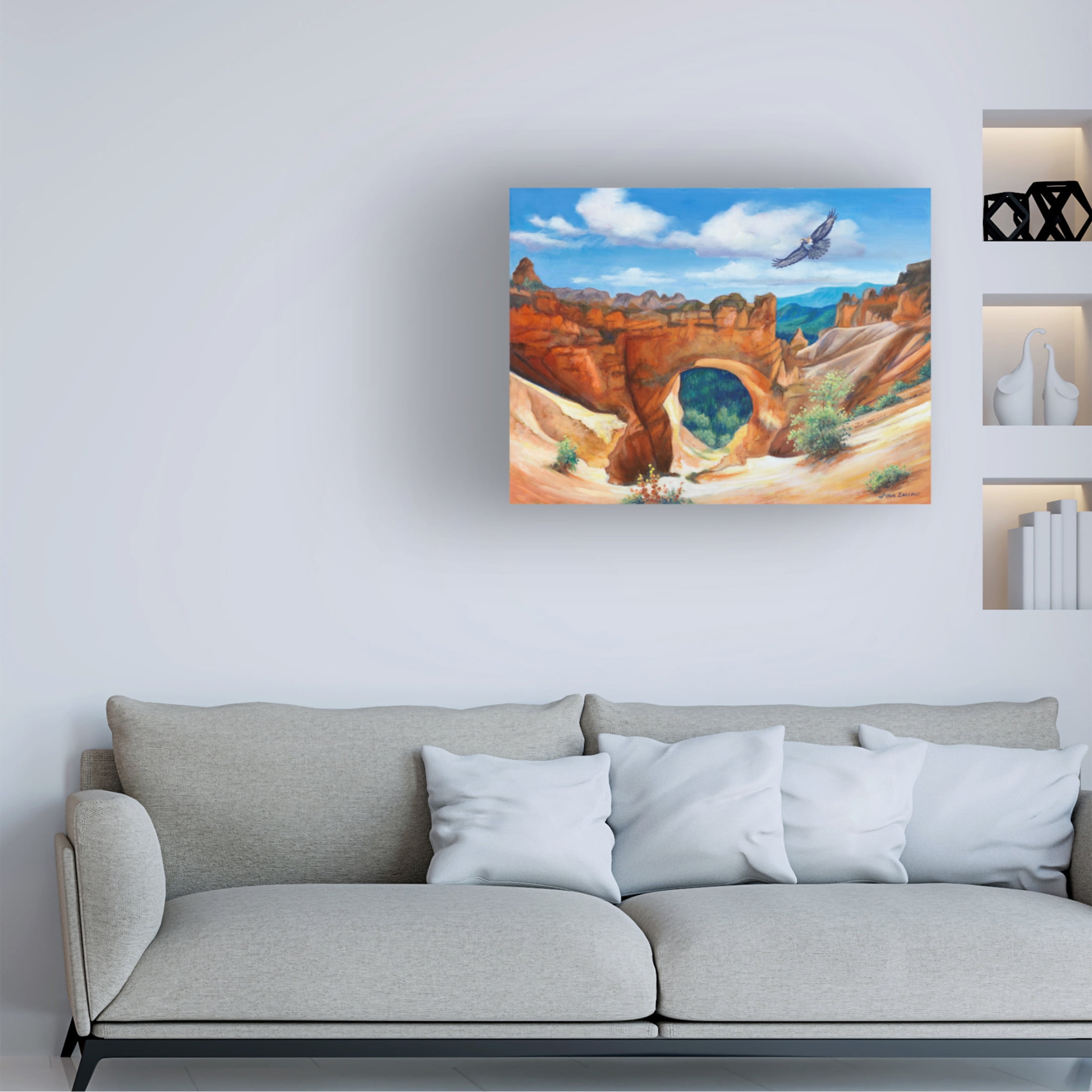 Canvas Wall Art - John Zaccheo 'Hawk Over Bryce Canyon' Wall Art for Living Room, Bedroom, or Office Décor by Trademark Fine Art - 19 x 14 Inches
