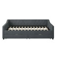 thumbnail image 5 of imerelez Full Size Daybed with Drawers Upholstered Tufted Sofa Bed, with Button on Back and Piping on Waved Shape Arms-Dark Grey, 5 of 7