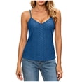 thumbnail image 4 of Tqcoqu Lace Camisole Tops for Women V Neck Spaghetti Strap Top Sleeveless Loose Fit Eyelet Tops,Blue,Women's S-XXL, 4 of 8