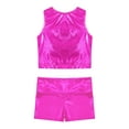 thumbnail image 4 of iEFiEL Kids Girls 2-Piece Activewear Modern Dance Sports Outfit Racer Back Vest Tops with Shorts Gym Suit Hot Pink 16, 4 of 7