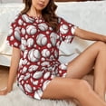 thumbnail image 4 of Daiia Cute Baseball Pattern Womens Pajama Sets Short Sleeve Pajamas for Women Sets Soft Lounge Sets Casual Round Neck Sleepwear PJS-Medium, 4 of 7