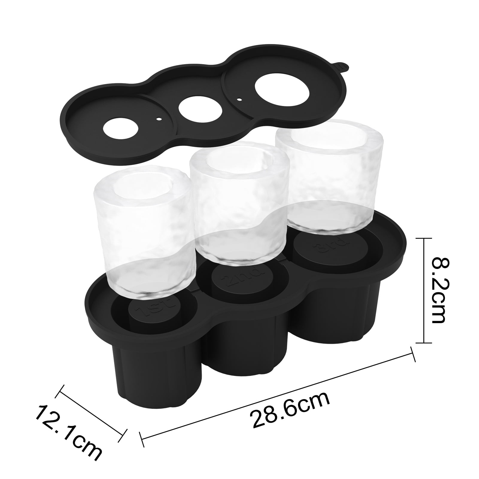ievspot Silicone Ice Mold Cylinder Hollow Shape Stackable Juice Whiskey Cocktail Ice Cubes Maker