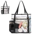 thumbnail image 7 of Tinyat Upgrade Extra Large Beach Bag for Women Clear Tote Bag Mesh Pvc Bag 7-Pockets for Seaside Pool Picnic Black, 7 of 7