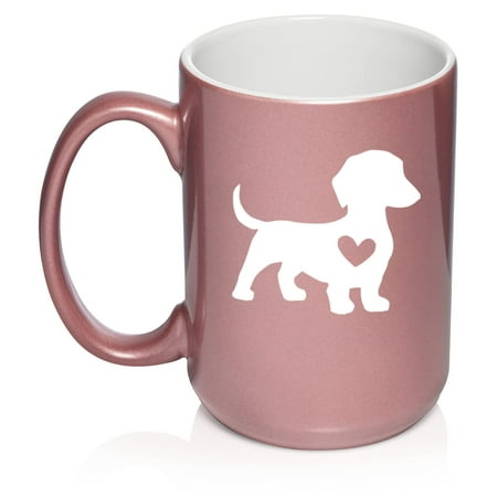

Cute Dachshund With Heart Ceramic Coffee Mug Tea Cup Gift for Her Women Wife Mom Sister Girlfriend Friend Coworker Daughter Birthday Housewarming Cute Puppy Dog Lover (15oz Rose Gold)
