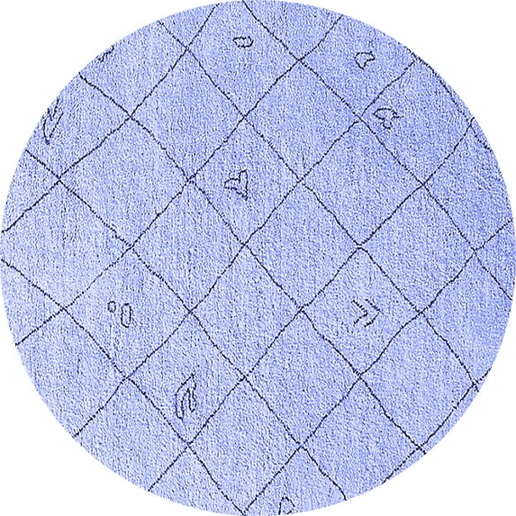 Ahgly Company Machine Washable Indoor Round Solid Blue Modern Area Rugs, 6' Round