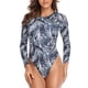 thumbnail image 1 of Traje de baño de una pieza con estampado tropical Traje de baño de manga larga con protector solar Bikini de uso de surf Fridja  nalpqowj23942, 1 of 8