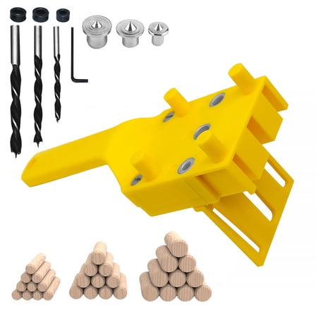 Handheld Dowel Jig Kit, Dowling Jig 14-Piece Accessory Set for Efficient Corner Edge Surface Joints Works