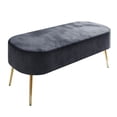 thumbnail image 6 of Home Design Moveis Velvet Flared Arm Loveseat with Bench and Coffee Table, Channel-Tufted Back and Metal Legs, Modern Living Room Set, Dark Gray, 6 of 8