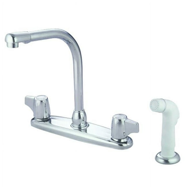 Kingston Brass Kb742 Two Handle High Arch Kitchen Faucet With Sprayer - Polished Chrome Finish
