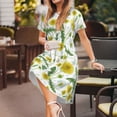 thumbnail image 3 of Goofa Yellow Dandelions Pattern Women Summer Short Sleeve Midi Dress with Pockets Casual Aline Flowy Tshirt Dress Vocation Beach Sundress, 3 of 6