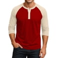 thumbnail image 2 of Hearthz Men's 3/4 Sleeve Baseball Raglan T-Shirts Summer Henley Shirts for Men Casual Cotton Sport Athletic Jersey Tee Tops ,Red XXL, 2 of 7