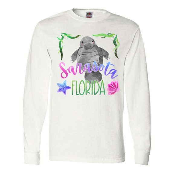 Inktastic Sarasota Florida Cute Swimming Manatee Long Sleeve T-Shirt