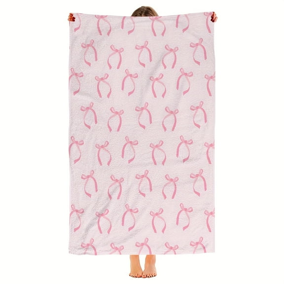 1 Piece Pink Bowknot Bath Pool Beach Towel - Super Soft Absorbent Towel, Perfect Gift for Female Friends