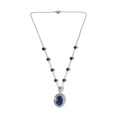 thumbnail image 4 of Shop LC Lapis Lazuli Oval Mix Stainless Steel Platinum Plated Necklace for Women Jewelry Gifts for Women Size 18" Ct 14.85  Boho Western Birthday Gifts, 4 of 9