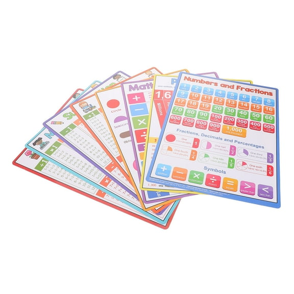 Soimiss 8pcs Multiplication and Division Math Learning Poster Multi-colored Paper for Study Area and School Classroom