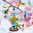 thumbnail image 3 of Hummingbird Feeder for Outdoors Glass Bird Feeders Easy to Clean&Filling Bird Feeder Best with Color Hand Blown Glass Leakproof 32 Ounces Hummingbird Feeders Hanging Hook&Ant Moat, 3 of 7
