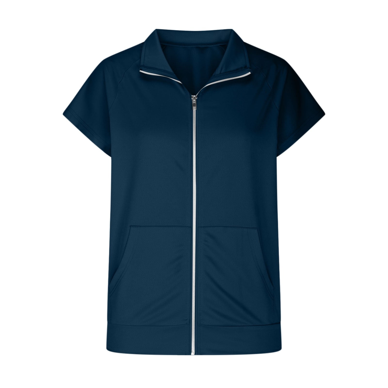 Fartey Women's Sweatshirts Vest Oversized Zip Up Sleeveless Jacket Dressy Casual Stand Collar Hoodless Coat Lightweight Solid Color Running Vest Coats with Pockets S