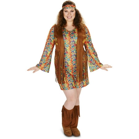 60's Hippie with Fringe Women's Plus Size Adult Halloween Costume