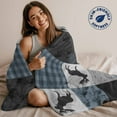 thumbnail image 5 of Flannel Fleece Throw Blanket Deer Bear Retro Grey Plaid Lightweight Soft Plush Blankets,Forest Animal Shadow Cozy Warm Throw Blanket for Couch Sofa Bed Car Office All Season Use 40x60in, 5 of 9