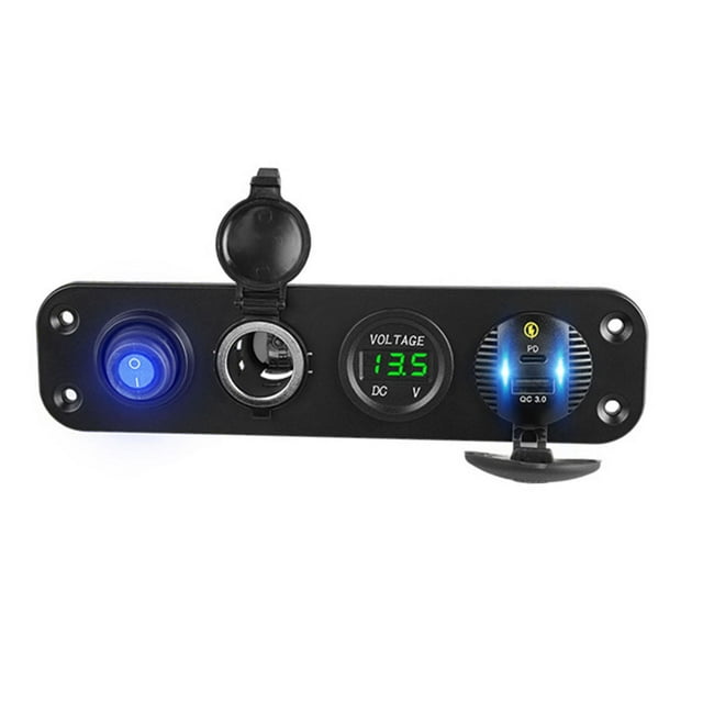 lionlar Charger Socket Panel Double USB Charger Socket Power Outlet for Marine Truck Green Light