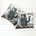 thumbnail image 5 of Ambesonne Cat Throw Pillow Cover Pack of 2, Mysterious Detective Kitty Bath, 2 Pcs-28"x28", Charcoal Grey White, 5 of 5