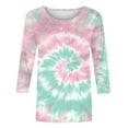 thumbnail image 5 of CYMMPU 3/4 Sleeve Blouses for Women Dressy Casual T-Shirts Fall Fashion Shirts Spring Tops Crew Neck Flower Printed Loose Fit Lightweight Basic T-Shirts Mint Green XL, 5 of 5