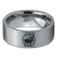 thumbnail image 2 of Tungsten Deer Hunter Hunting Elk Band Ring 8mm Men Women Comfort Fit Gray Flat Cut Brushed Polished, 2 of 4
