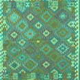 thumbnail image 1 of Ahgly Company Indoor Square Southwestern Turquoise Blue Country Area Rugs, 4' Square, 1 of 4