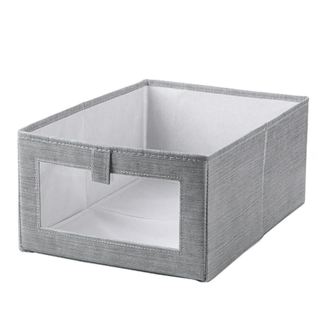 Contenedores de Almacenamiento de Tela con Ventana, Organizadores de Armario Plegables para Estantes, Organizadores de Cajones, Paquete de 2 Gris SóLido