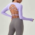 thumbnail image 4 of Uootdi Womens Workout Tops Long Sleeve V Neck Cropped Fit Thumb Holes Fitness Training Outdoor Activities Performance Tops Gift, 4 of 5