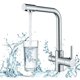thumbnail image 1 of Experimente la fusión de estilo y funcionalidad, grifo de cocina de construcción de acero inoxidable con rociador desplegable, flujo de agua de 3 vías para agua caliente, fría y fresca filtrada en, 1 of 5