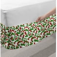 thumbnail image 2 of Fruits Bed Skirt, Summer Vibes with Strawberry Branch Garden Leaf Nature Joyful Season Print, Elastic Bedskirt Dust Ruffle Wrap Around for Bedding Decor, 4 Sizes, Red Fern Green White, by Ambesonne, 2 of 2
