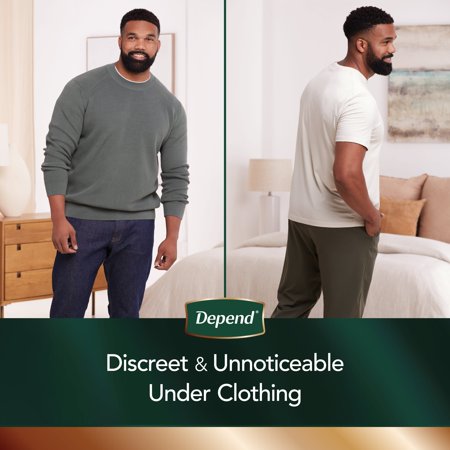 Depend Real Fit Men's Incontinence Underwear, Maximum Absorbency, S/M, Grey, 56 Ct
