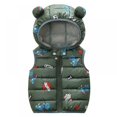 thumbnail image 3 of XBASW Kids Baby Hooded Ears Vest for Girl Boys down Cotton Waistcoat Coat Toddlers Print Sleeveless Jacket for Spring Autumn 1-6T, 3 of 8