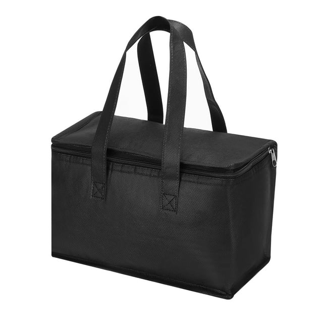 Bolsa de compras reutilizable aislada plegable Uxcell 11"x5.5"x6.7" con cremallera, negra
