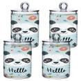 thumbnail image 2 of 2 Pack Hello Panda Face Qtip Holder Dispenser Clear Plastic Storage Apothecary Jars for Cotton Swabs Balls Pads Floss, 2 of 7