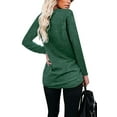 thumbnail image 2 of SHIBEVER Fall Pullover Blouse for Women Solid Color Loose Crewneck Tshirt Oversize Green Tunic Clothing with Pocket Size XL, 2 of 4
