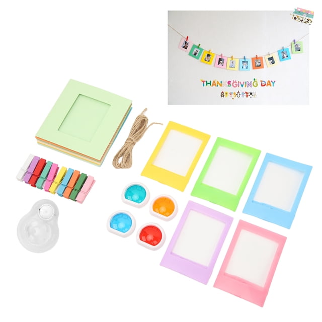 Juego de marcos de fotos para cámara de película instantánea, marcos de fotos de papel de colores de 3 pulgadas con clips y filtros para Mini 11 12