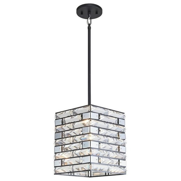 Woodbridge Lighting Shimmer 1-Light Metal and Glass Mini-Pendant in Black