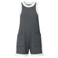 thumbnail image 5 of gbyLJF Womens Jumpsuit Casual Wide Leg Sleeveless Jumpsuits Solid Color Cropped Rompers Loose Fit Overalls with Pockets, 5 of 7