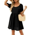 thumbnail image 5 of Summer Dresses for Women Casual Short Sleeve Crew Neck Midi Flowy Boho Dress Beach Sundress, 5 of 6